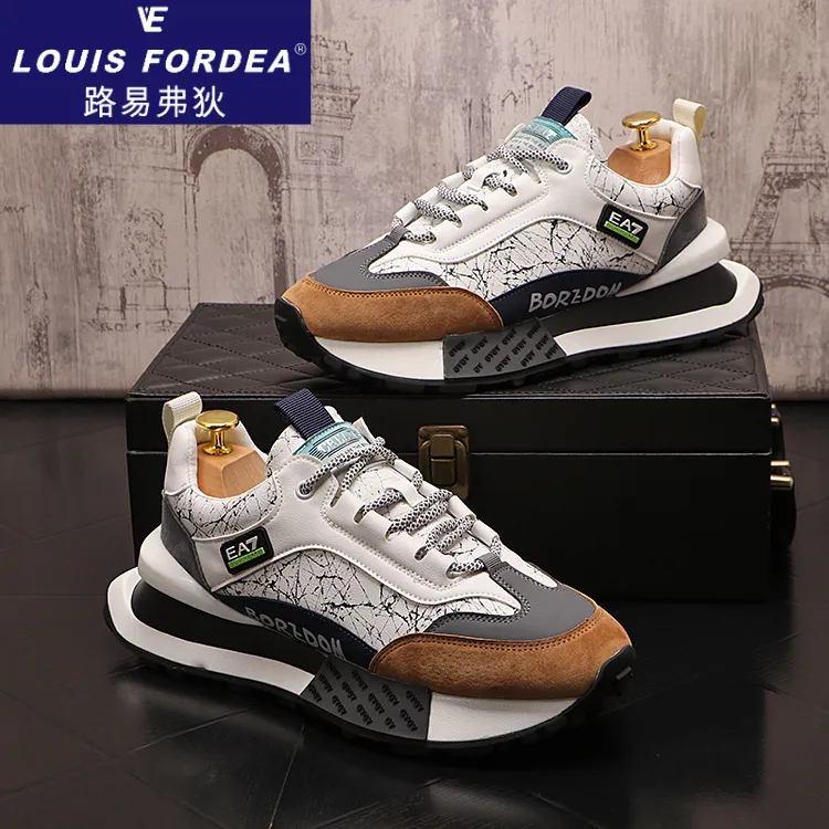 Louis Fordea/路易弗狄运动鞋男士百搭轻奢男款绑带老爹运动鞋