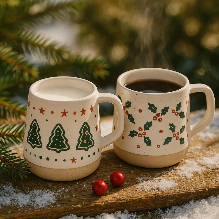 【手绘对杯】400ml 圣诞马克杯复古手绘精致