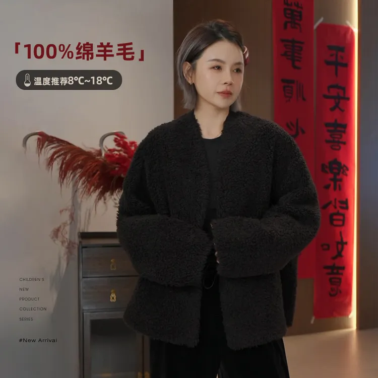 【黑松露】V领ins外套加厚女宽松气质显瘦保暖上衣冬季童装8545DM