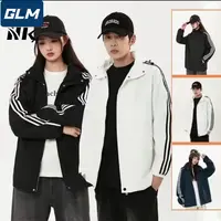 【轻奢夹克】25春秋款男女三条杠夹克运动可拆卸帽休闲防风宽松外套