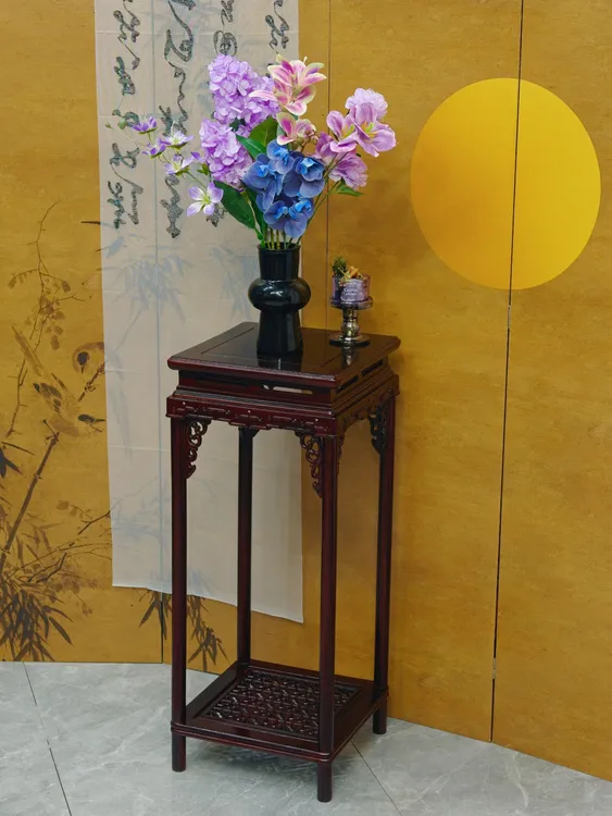 璟霖红木 黑酸枝云阁花架35*35*85
