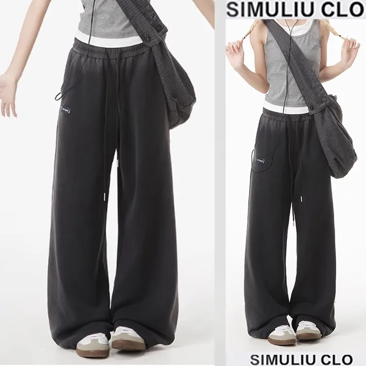 重工做旧裤子女美式扎染卫裤夏季新款潮牌宽松直筒跳舞运动休闲裤