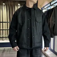 KP-X定制花纹肌理拼接机车皮衣秋季复古翻领酷飒时髦男士夹克外套