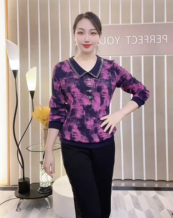 【藏青领8922】秋冬新款百搭韩版潮流时尚宽松翻领领女士上衣长袖