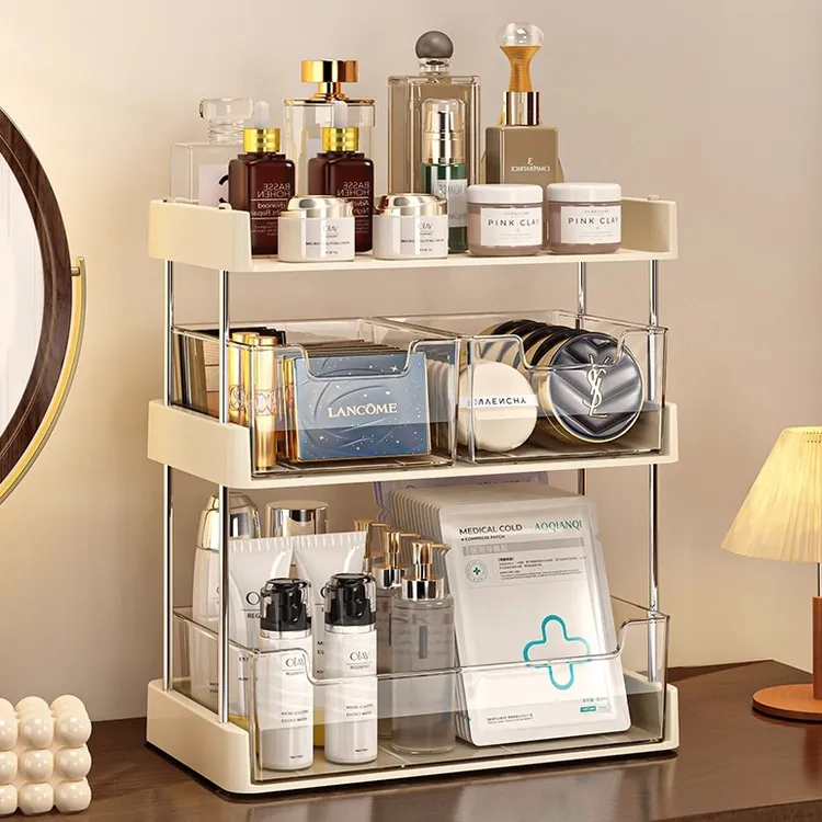 化妆品收纳盒桌面高级感抽屉式梳妆台口红面膜大容量护肤品置物架