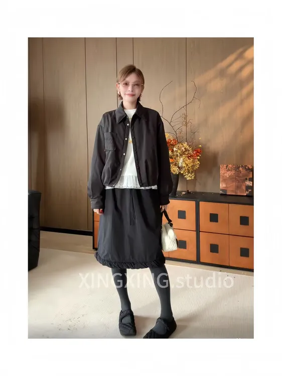 X.x.新款时尚翻领鹅绒设计感百搭夹克外套短款鹅绒上衣女363