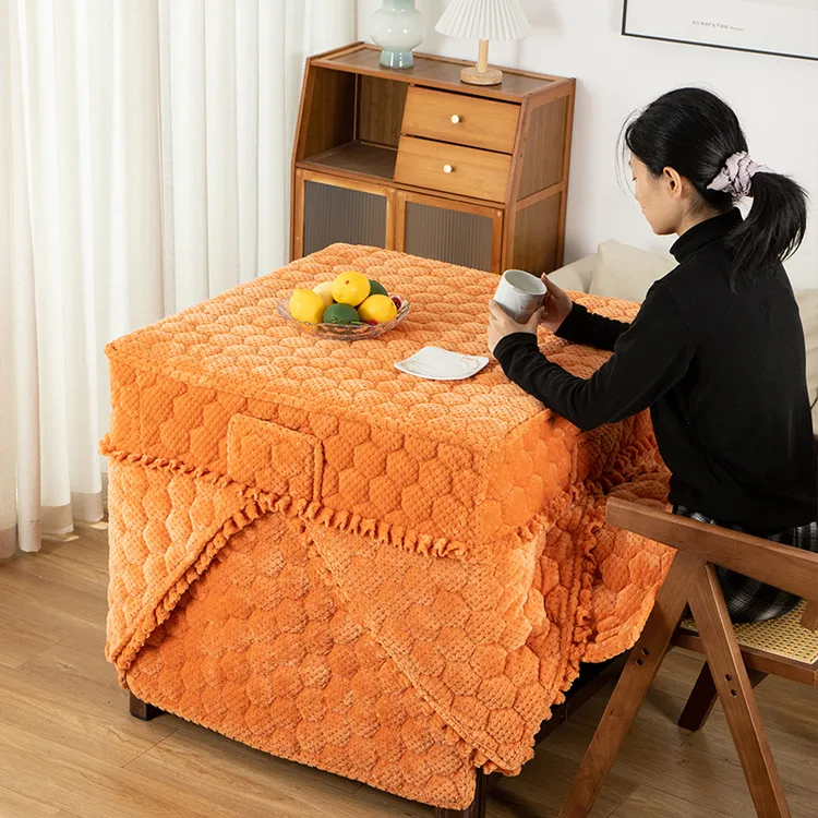 加厚绒面烤火罩取暖桌罩套正方形烤火被电烤炉茶几保暖桌罩取暖罩