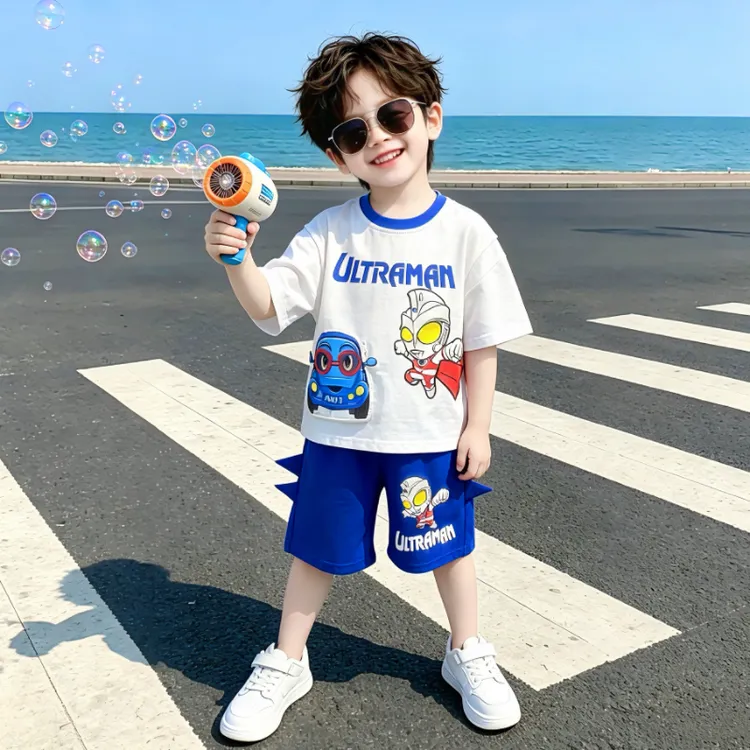 奥特曼衣服男童夏季套装2026新款卡通宝宝痞帅两件套潮