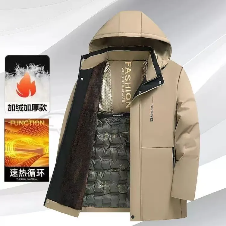 79号加厚棉衣保暖男速热连帽大衣休闲黑金加绒男士棉服
