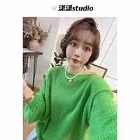 【彩虹糖毛衣】【一字领显瘦】【泡泡袖韩里韩气】潇潇自制毛衣HO0001