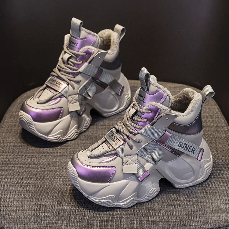 2025新款老爹鞋厚底内8cm网红同款休闲百搭时尚风系带女韩版