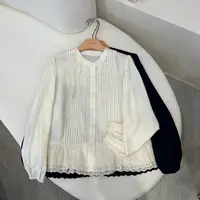 【墨涵精选】风琴褶花边设计长袖百搭休闲衬衫253035