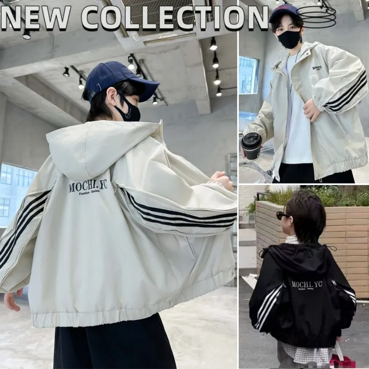男童外套春秋季儿童连帽风衣2025新款中大童休闲衣服时尚帅气上衣