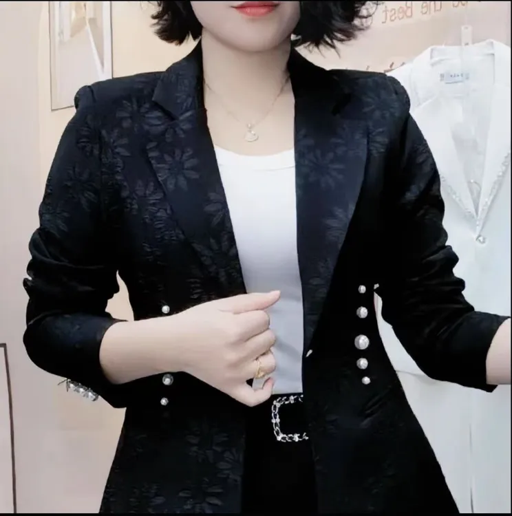 提花小西服大码女款女装春秋新款轻奢国风西装外套女长袖时尚气质