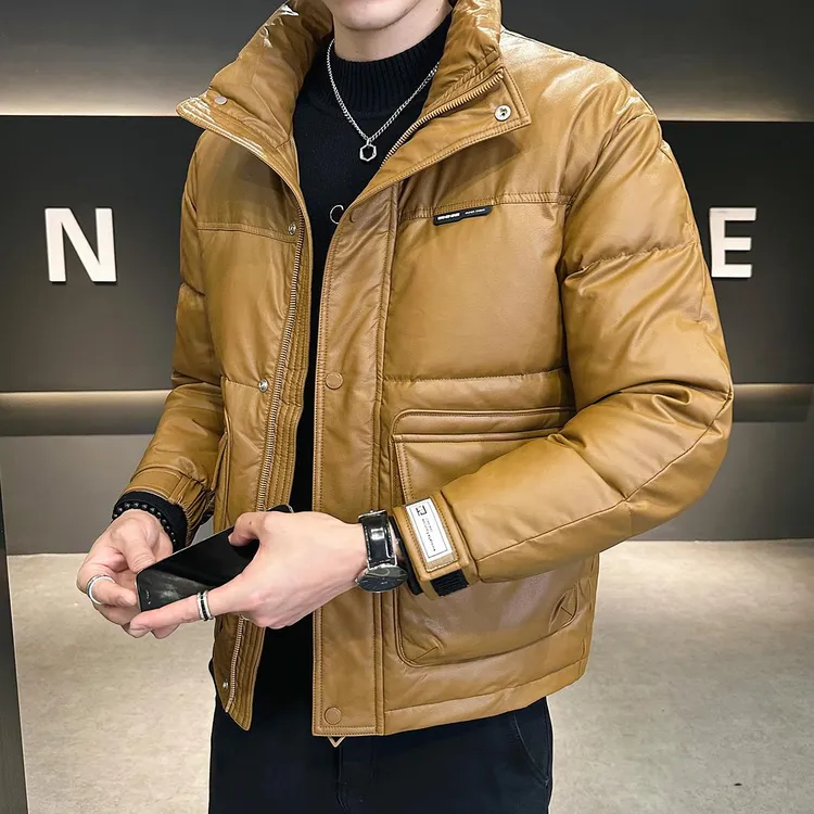 马夹羽绒服男马甲爆款爸爸背心PU皮品质服男冬季加厚外套2024年