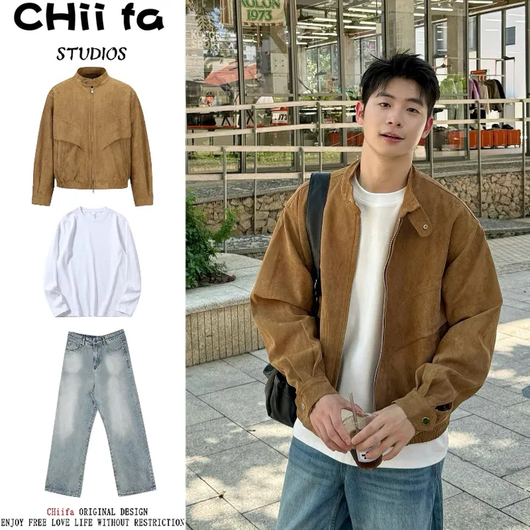 CHiifa 三件装/单件日系复古立领工装夹克外套男秋季百搭休闲外套