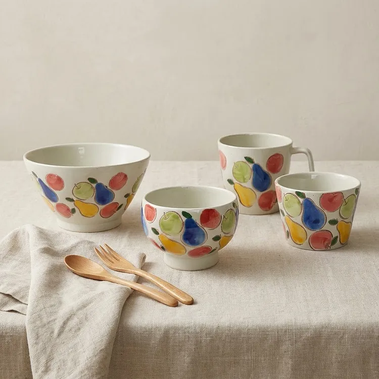 波佐见烧进口手绘陶瓷高脚米饭碗复古高级饭碗