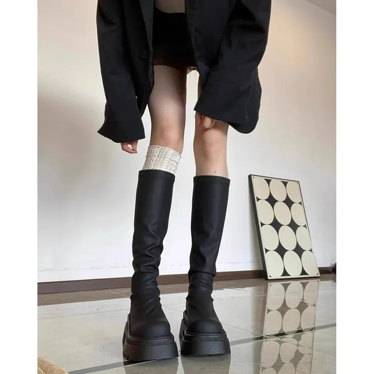 【显高显瘦】不过膝厚底长靴女高筒瘦瘦靴2025新款秋冬季骑士长筒靴