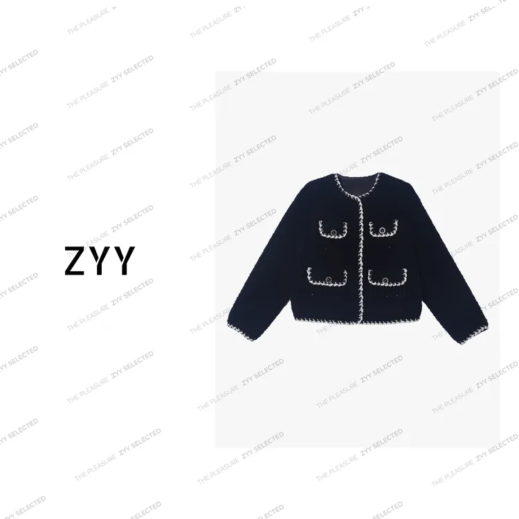 ZYY【巴黎魅影】2025/S新品绵羊毛撞色香风羊羔毛外套X25DDWT04606
