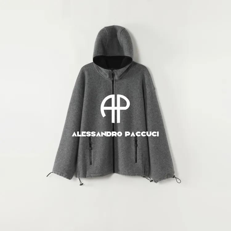 AP洛哥53174WT高比例羊毛连帽抽绳拉链时尚百搭休闲外套