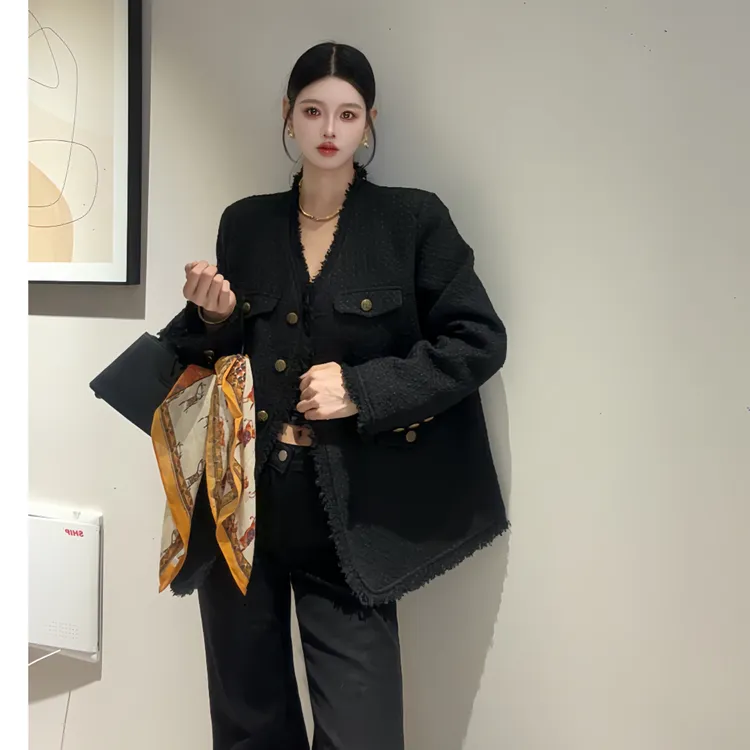 大码复古胖mm羽绒服冬装新款高级显瘦小香风呢子加绒中长厚外套