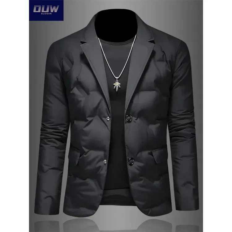 O.U.W2025冬季男士小西装羽绒服潮牌痞帅轻巧保暖90白鸭绒外套ins