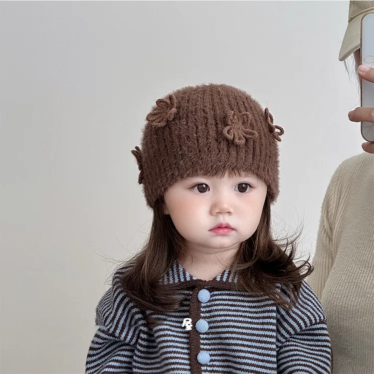 早秋冬季新款韩版洋气女童宝宝公主保暖针织毛线护耳外出包头帽子