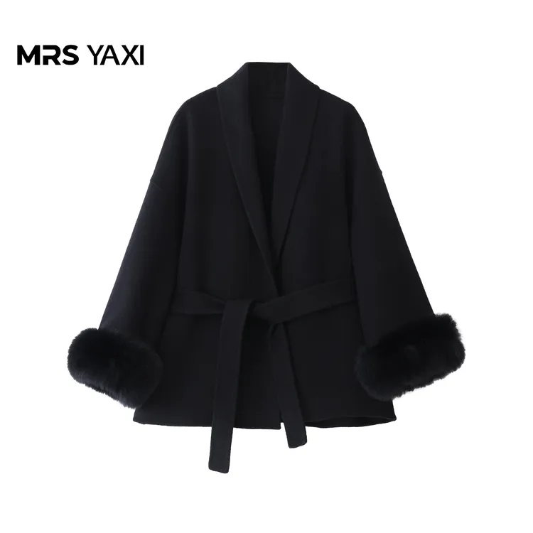 Mrsyaxi短款绵羊毛呢大衣外套YX5090405