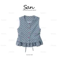 【SANSAN】蓝色复古波点上衣百搭夏季休闲气质小衫DY-80056