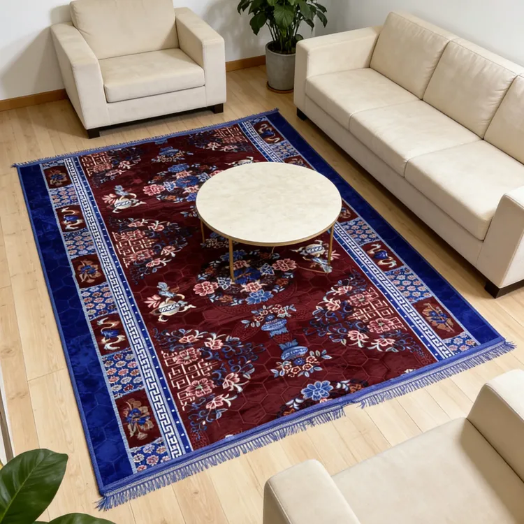 最新款 耐脏的特点 地毯红 金丝绒地毯 家用卧室加绒欧式加厚防滑