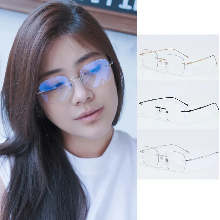 无框眼镜女高智感御姐超轻防蓝光高级感无边框时尚男MU0632眼镜架