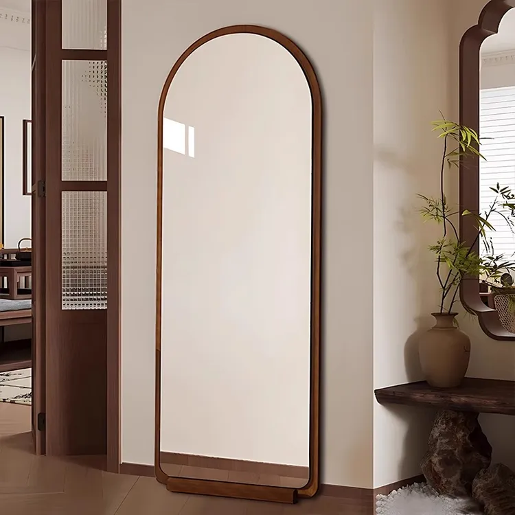简约全身镜落地镜家用卧室挂墙中古风可挂可立穿衣镜玻璃试衣镜子