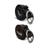 WANNALAB26SS头层牛皮定制钢印环形扣头缝线设计皮带真皮