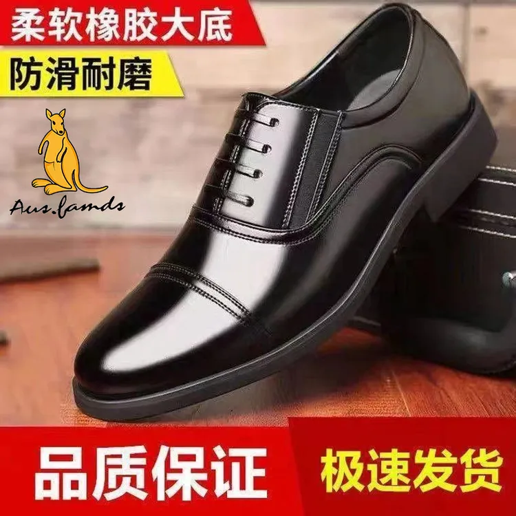 澳洲名袋鼠春秋男款皮鞋男三接头真皮休闲透气软底正装防滑耐磨