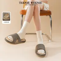 TeenieWeenie小熊棉麻布拖鞋女夏季凉感家居室内吸汗防滑防臭鞋子