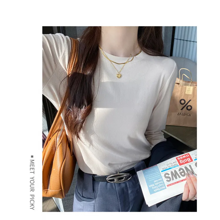 圆领正肩打底衫女春秋高级感长袖内搭时尚百搭上衣