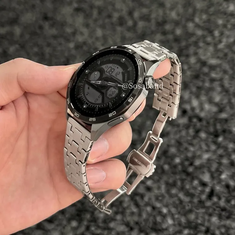 SosaBand不锈钢钉点蝴蝶扣适用华为手表GT6表带43Pro5三星watchx2
