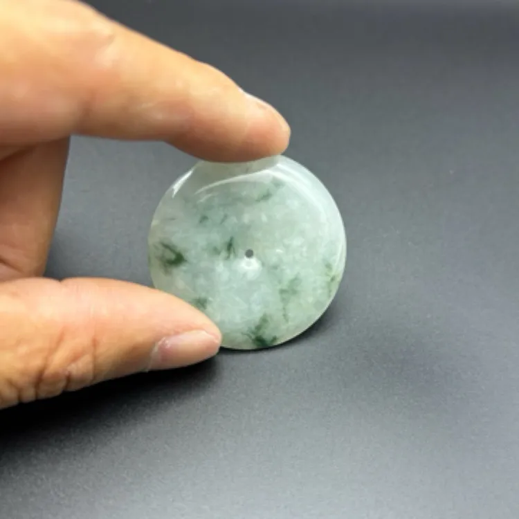 缅甸翡翠飘花平安扣水37mm