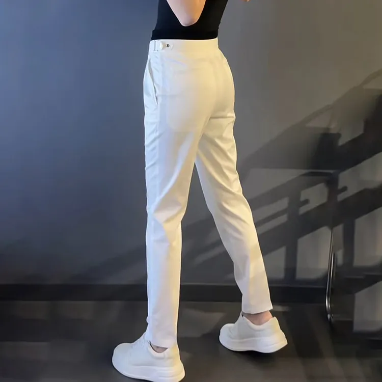 轻奢男装大码潮牌男士轻英伦白色西裤休闲裤直筒长裤显瘦百搭舒适