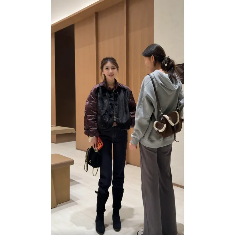 BOXUE“稚闺”2025冬宝嘉美水貂毛皮桑蚕.丝90白鹅绒#251219YR7802