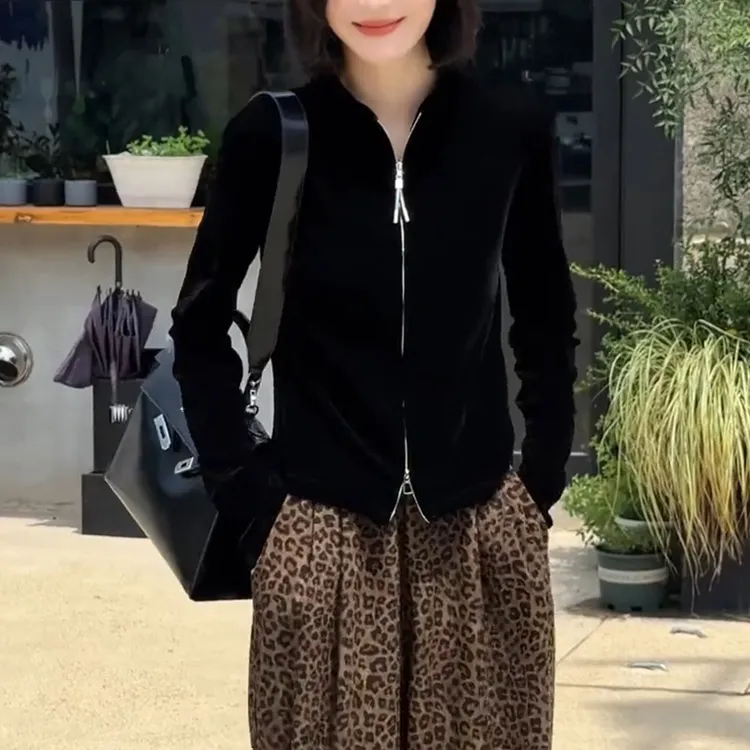 韩系高级感双拉链气质小外套女秋季时尚修身显瘦超好看的百搭上衣