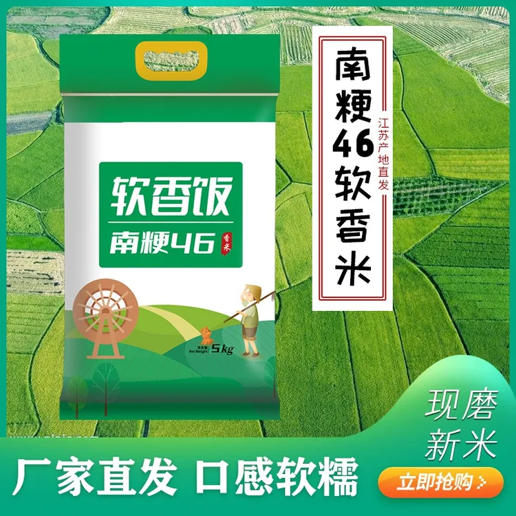 【南粳46】江苏新米软香饭5kg 口感软糯粳米香米10斤装珍珠米大米