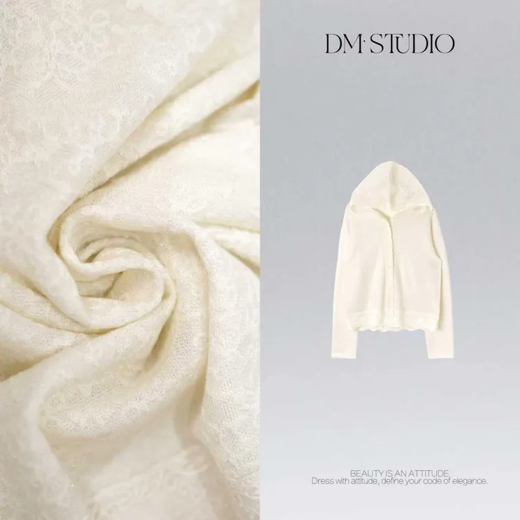 DEDM•STUDIO/精致感气质百搭小众蕾丝针织连帽开衫2508ZZS/992575