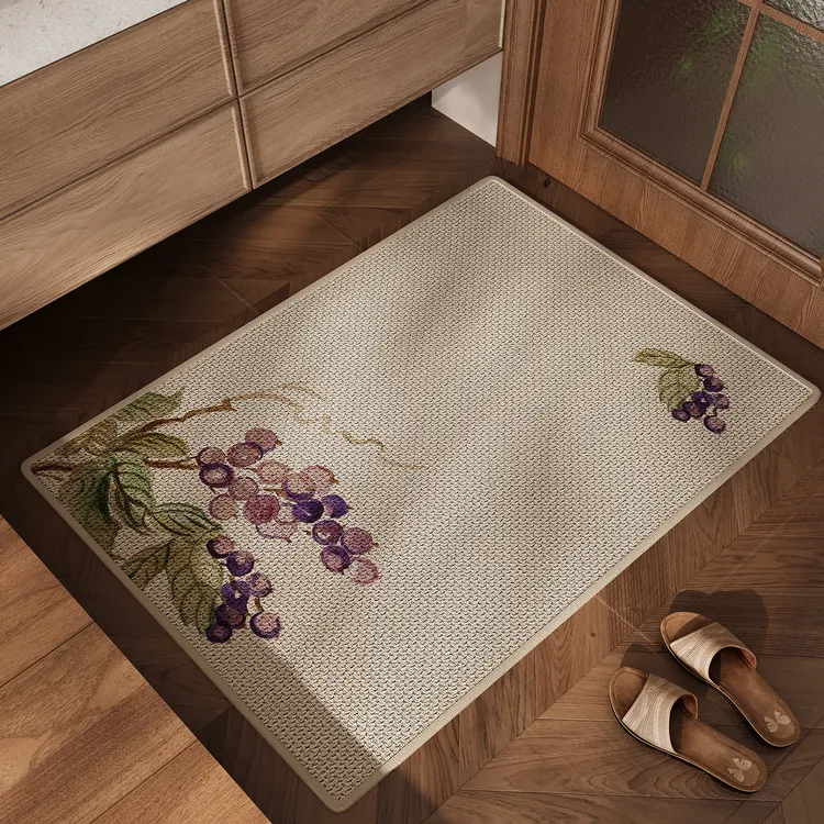 忘忧虫亚麻浴室吸水地垫新中式卫生间玄关防滑脚垫厕所速干地毯