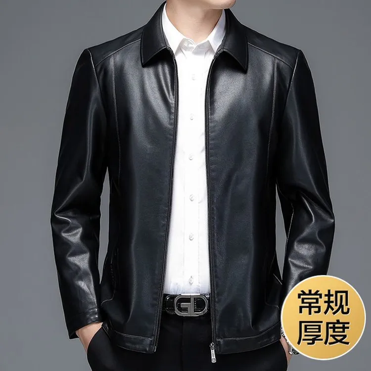 秋冬季男士皮衣休闲时尚痞帅翻领外套男士户外骑行皮夹克上衣-K8