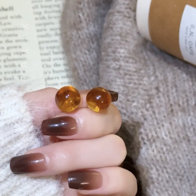 铜合金耳饰 落叶知秋~法式复古圆球珠子耳环A045