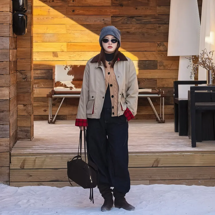 重工防风猎装夹克外套  冬款夹棉加厚复古老钱巴恩风翻领百搭外套