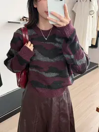 【阿凯自制】8455 圆领撞色针织上衣（衣长56）