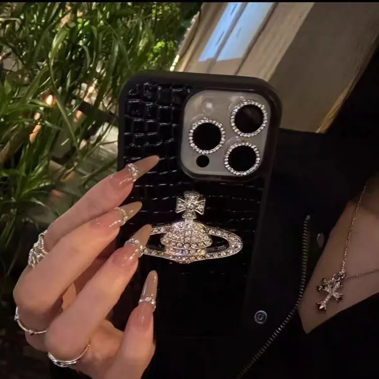 全包边鳄鱼纹满钻土星iPhone17promax手机壳16适用于苹果15高级14