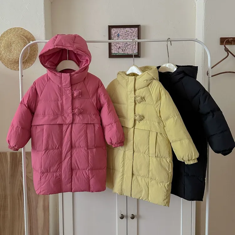 女童中长款羽绒服冬季新款儿童连帽宝宝冬装中大童外套加厚